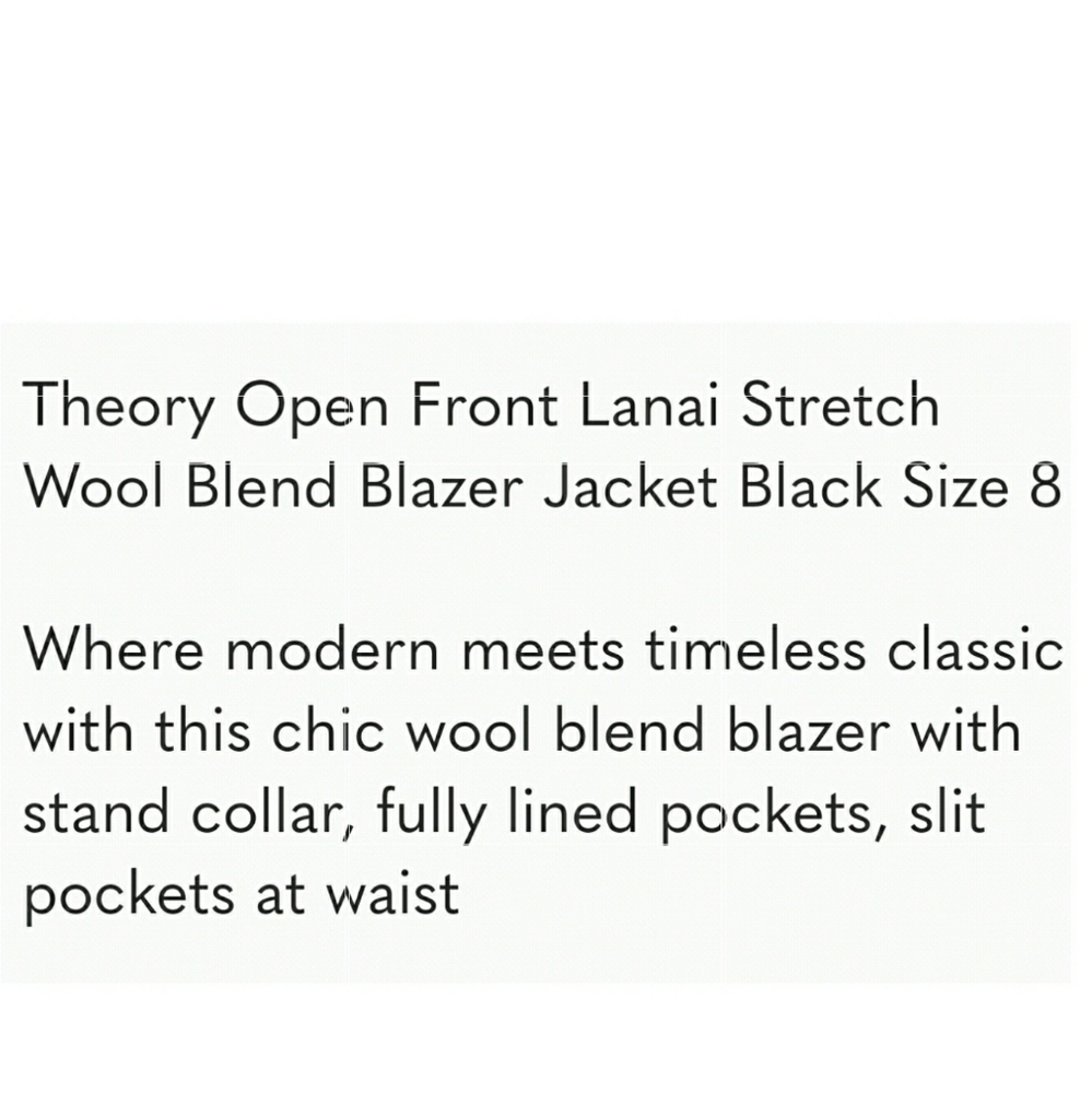 Theory open front wool blend Lanai stretch black jacket size 10 - Picture 13 of 14